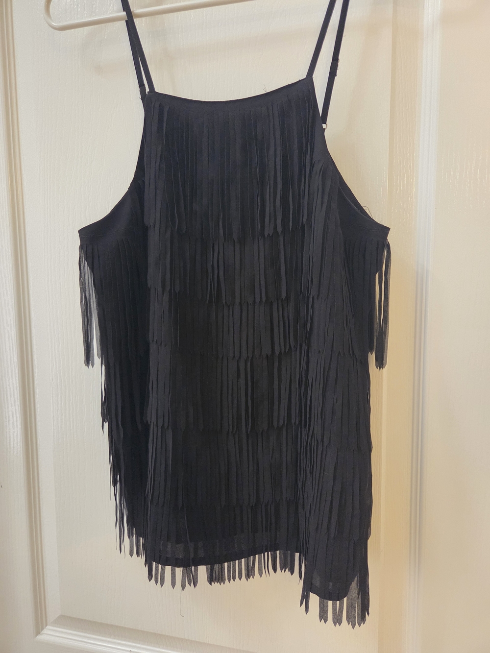Guess Black Fringe Spaghetti-Strap Cami